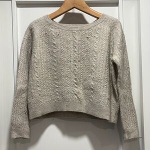 LOFT Beige Cable Knit Cropped Sweater Size XS